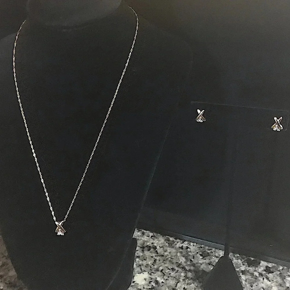 14K Gold & Diamond Necklace & Earrings - Picture 11 of 15